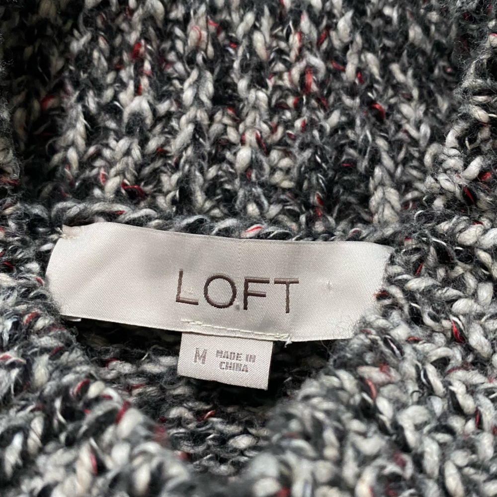 LOFT Black and Red Cowl Neck Sweater - Picture 2 of 4